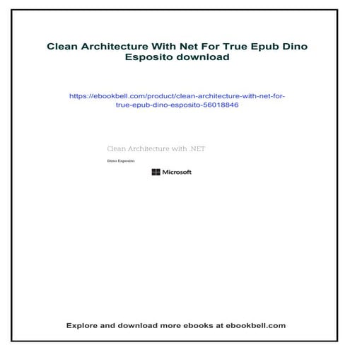 Clean Architecture With Net For True Epub Dino Esposito