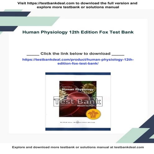 Human Physiology 12th Edition Fox Test Bank | PDF