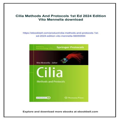 Cilia Methods And Protocols 1st Ed 2024 Edition Vito Mennella