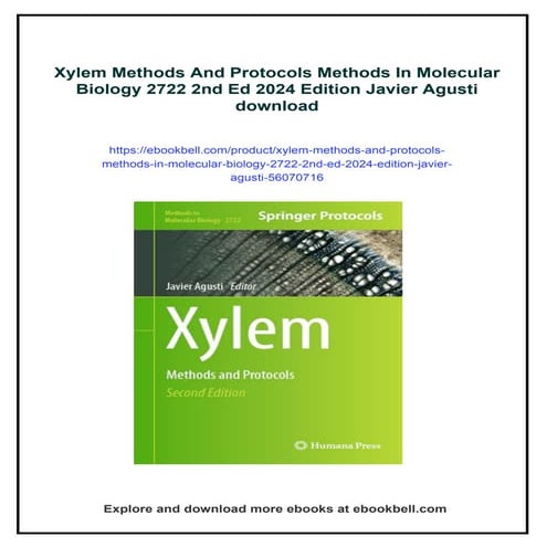 Xylem Methods And Protocols Methods In Molecular Biology 2722 2nd Ed ...