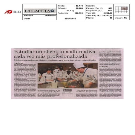 Clipping La Gaceta 28/04/12 @ IED Barcelona