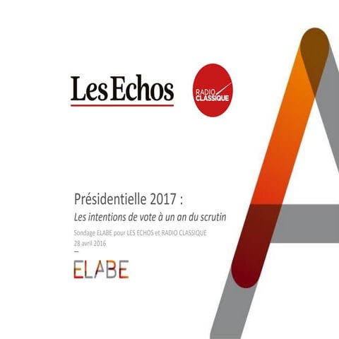 Présidentielle 2017 : Les intentions de vote à un an du scrutin / Sondage ELA...