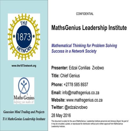 Parent and Child Maths MasterClass: Part 1 - Johannesburg (Mathematical Think...
