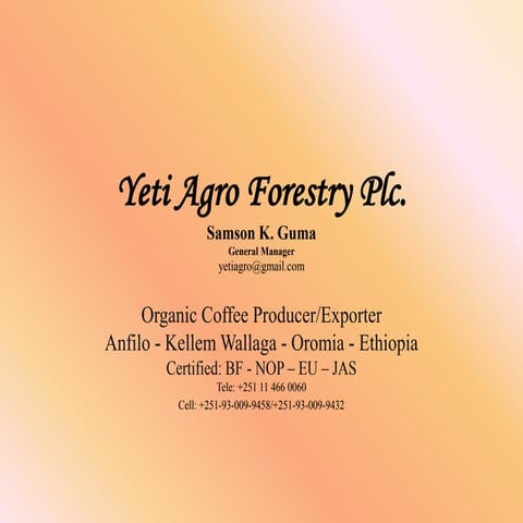 Yeti Agro Forestry Plc -presentation