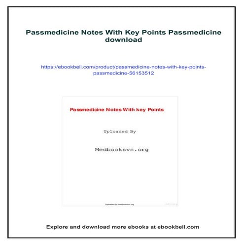 Passmedicine Notes With Key Points Passmedicine | PDF