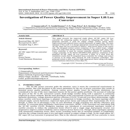 Investigation of Power Quality Improvement in Super Lift Luo Converter