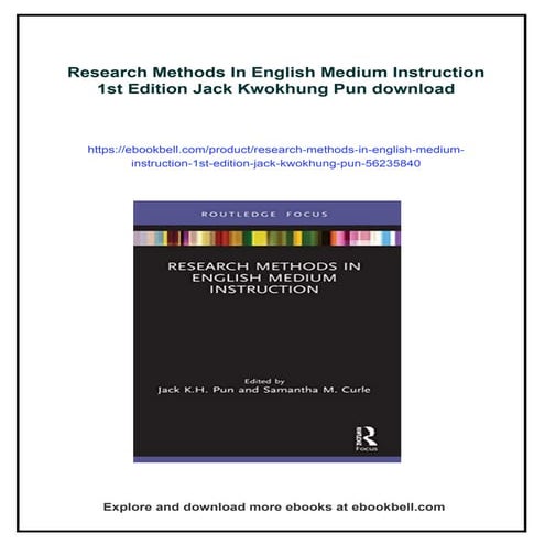 Research Methods In English Medium Instruction 1st Edition Jack ...