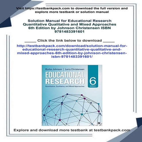 Solution Manual for Educational Research Quantitative Qualitative and Mixed A...