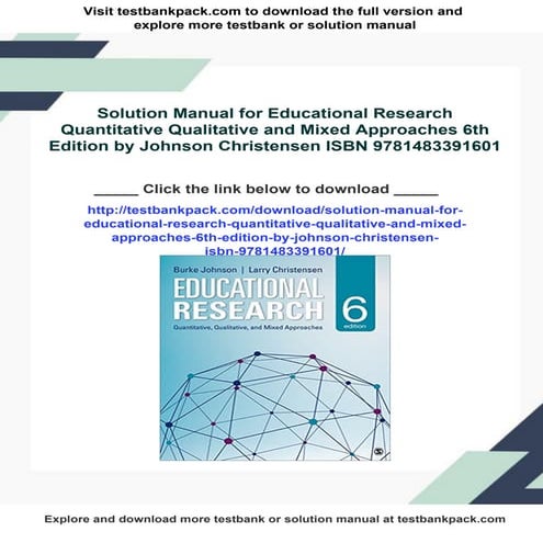 Solution Manual for Educational Research Quantitative Qualitative and Mixed A...