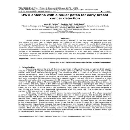 UWB antenna with circular patch for early breast cancer detection