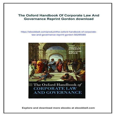 The Oxford Handbook Of Corporate Law And Governance Reprint Gordon | PDF