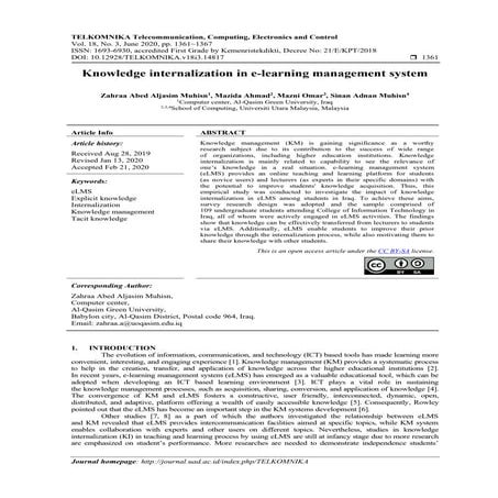 Knowledge internalization in e-learning management system