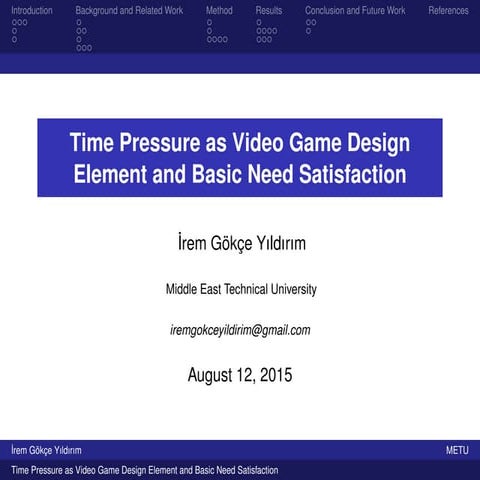 Time Pressure as Video Design Element and Basic Need Satisfaction