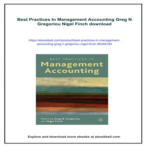 Best Practices In Management Accounting Greg N Gregoriou Nigel Finch | PDF