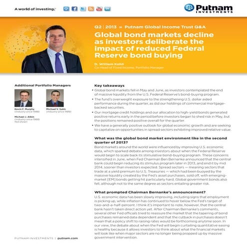 Putnam Global Income Trust Q&A Q2 2013