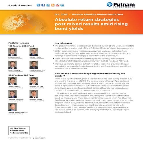 Putnam Absolute Return Funds Q&A Q2 2013