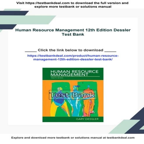 Human Resource Management 12th Edition Dessler Test Bank | PDF