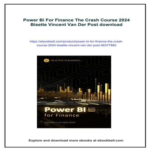 Power Bi For Finance The Crash Course 2024 Bisette Vincent Van Der Post