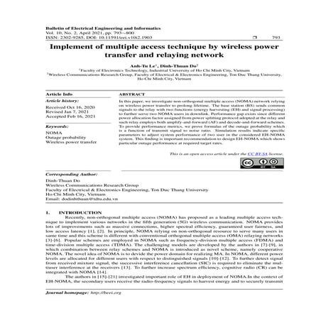 Implement of multiple access technique by wireless power transfer and relayin...