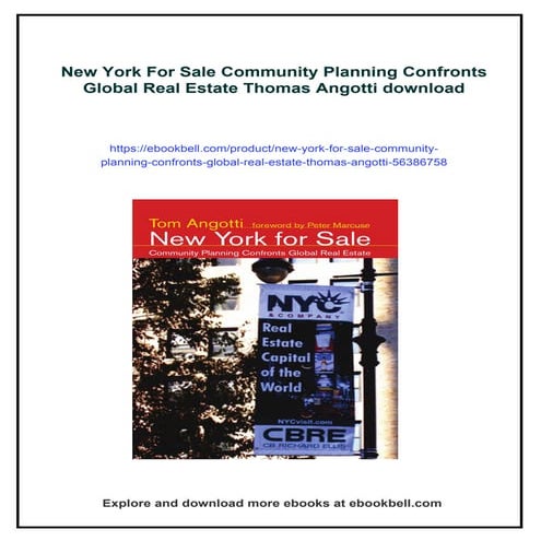New York For Sale Community Planning Confronts Global Real Estate ...