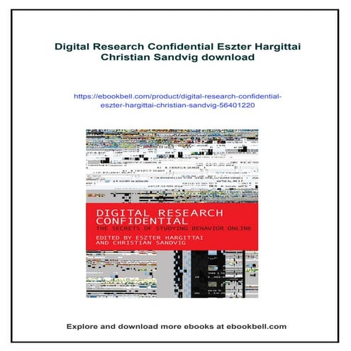 Digital Research Confidential Eszter Hargittai Christian Sandvig