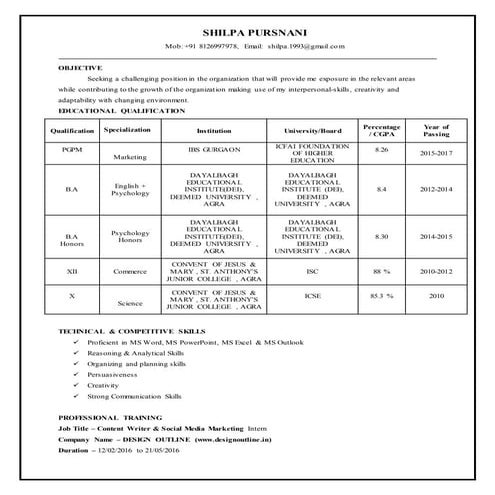 Shilpa Pursnani - CV