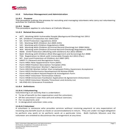 HR11-11-0 Volunteer Management and Administration