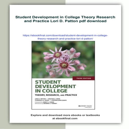 Student Development in College Theory Research and Practice Lori D. Patton