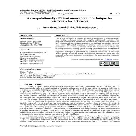 A computationally efficient non-coherent technique for wireless relay ...