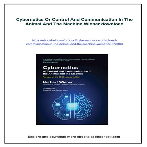Cybernetics Or Control And Communication In The Animal And The Machine Wiener