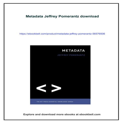 Download full ebook of Metadata Jeffrey Pomerantz instant download pdf