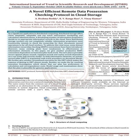 A Novel Efficient Remote Data Possession Checking Protocol in Cloud Storage