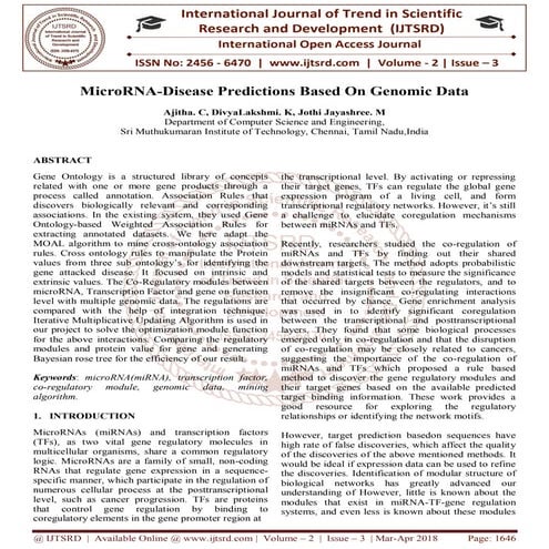 MicroRNA-Disease Predictions Based On Genomic Data