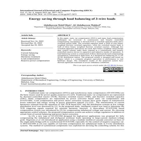 Energy saving through load balancing of 3-wire loads