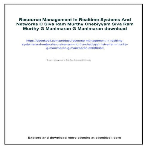 Resource Management In Realtime Systems And Networks C Siva Ram Murthy Chebiy...