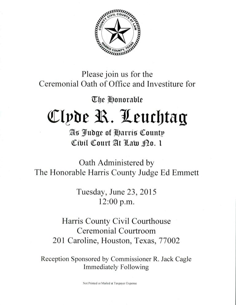 Judge Leuchtag's Investiture Invite