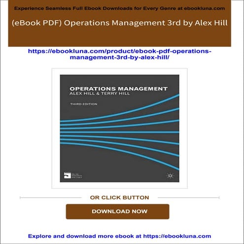Full download (eBook PDF) Operations Management 3rd by Alex Hill pdf docx