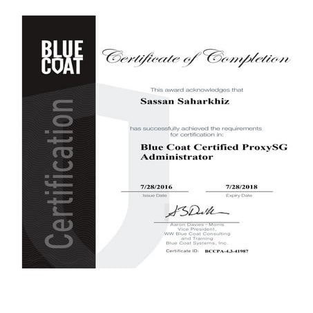 Blue Coat Certificate ProxySG Administartor