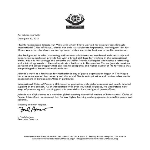 Diane Moretti - Letter of recommendation | PDF