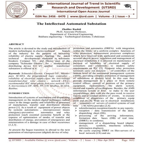 The Intellectual Automated Substation