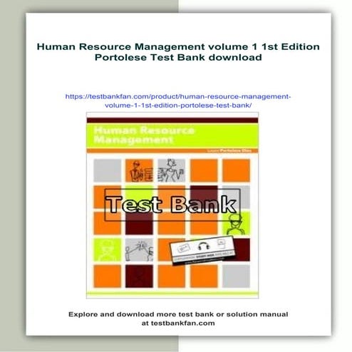 Human Resource Management volume 1 1st Edition Portolese Test Bank | PDF