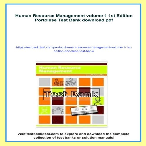 Human Resource Management volume 1 1st Edition Portolese Test Bank | PDF