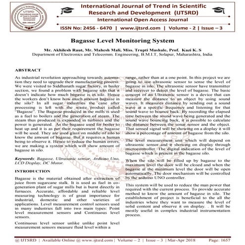 Bagasse Level Monitoring System