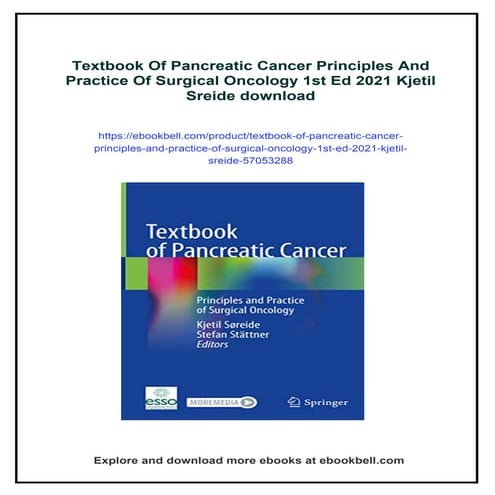 Textbook Of Pancreatic Cancer Principles And Practice Of Surgical ...