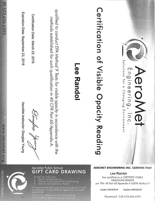 Lee Randol Occupational Safety and Health Professional certificate | PDF