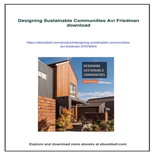 Designing Sustainable Communities Avi Friedman