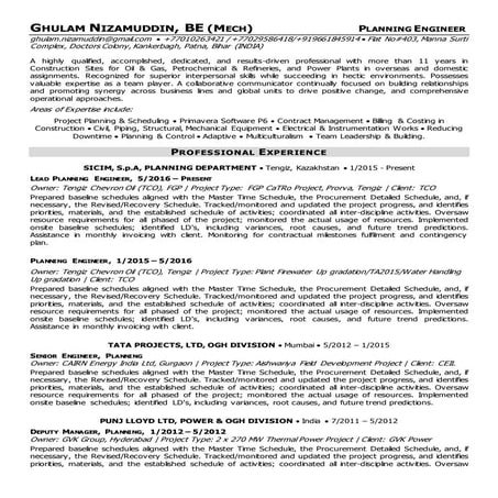 nizamuddinG Planning Engineer