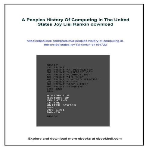 A Peoples History Of Computing In The United States Joy Lisi Rankin | PDF