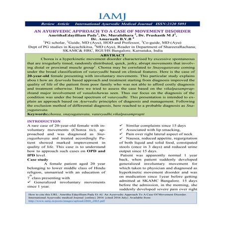 International Ayurvedic Medical Journal (IAMJ - Sep 2016) - An Ayurvedic appr...
