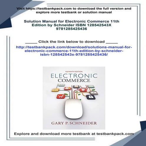 Solution Manual for Electronic Commerce 11th Edition by Schneider ISBN ...